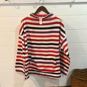 Talbots NWT women’s xl striped mock neck one pocket top